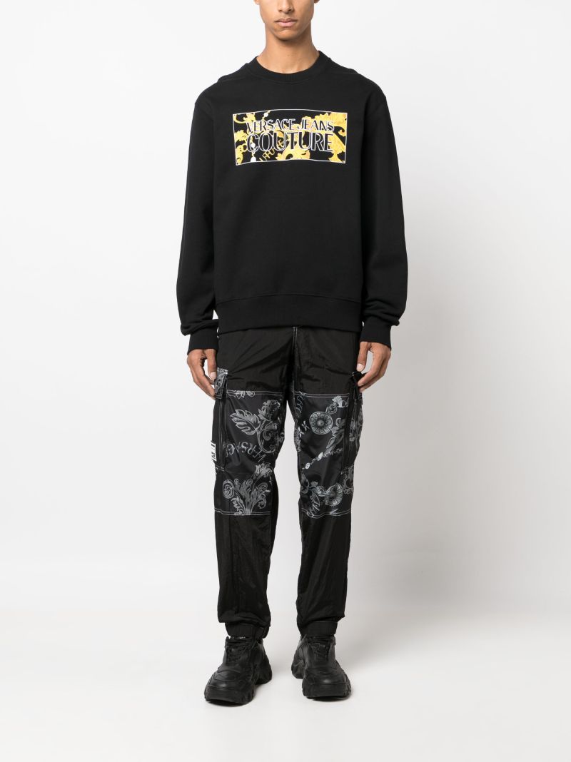 Black Graphic Print Cargo Pants
