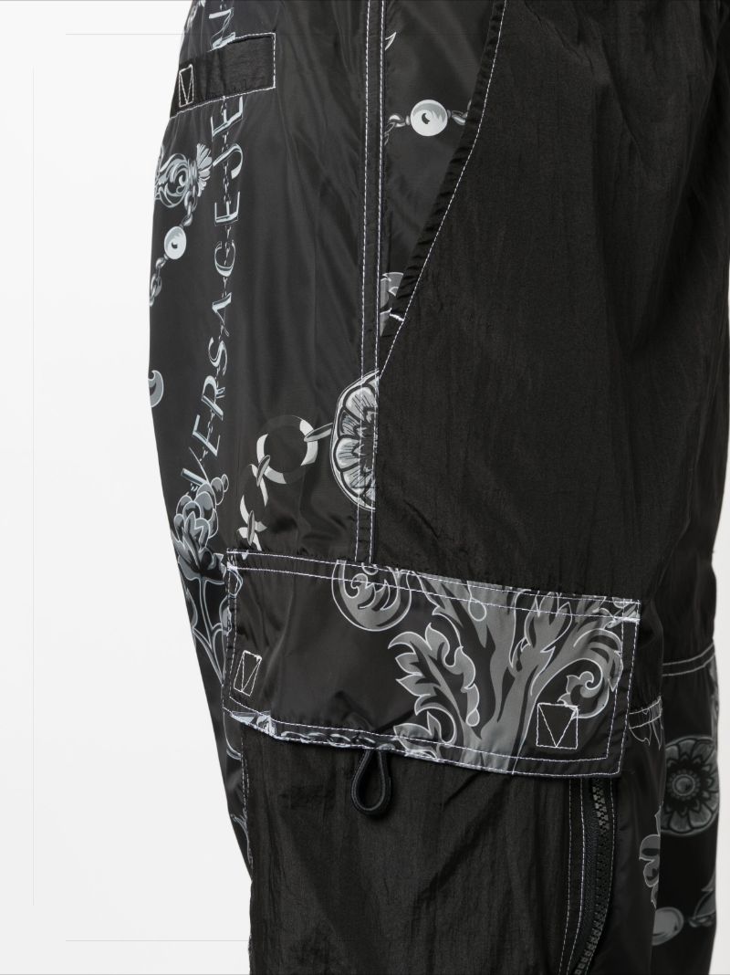 Black Graphic Print Cargo Pants