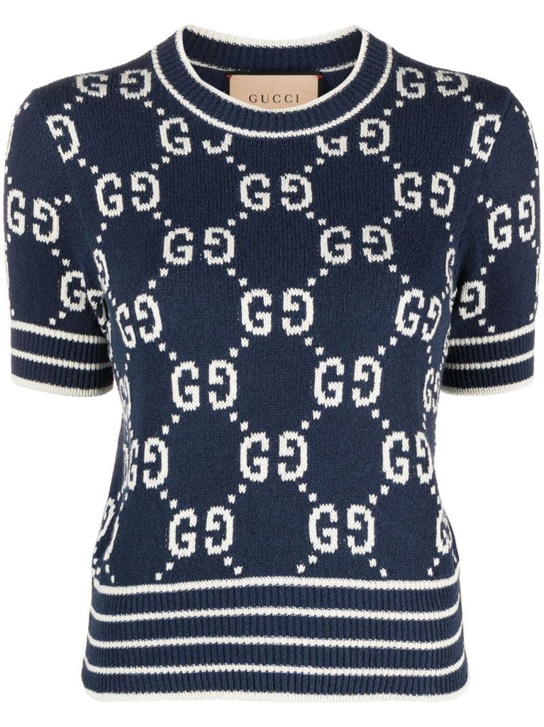 Blue Gg Jacquard Cotton Top