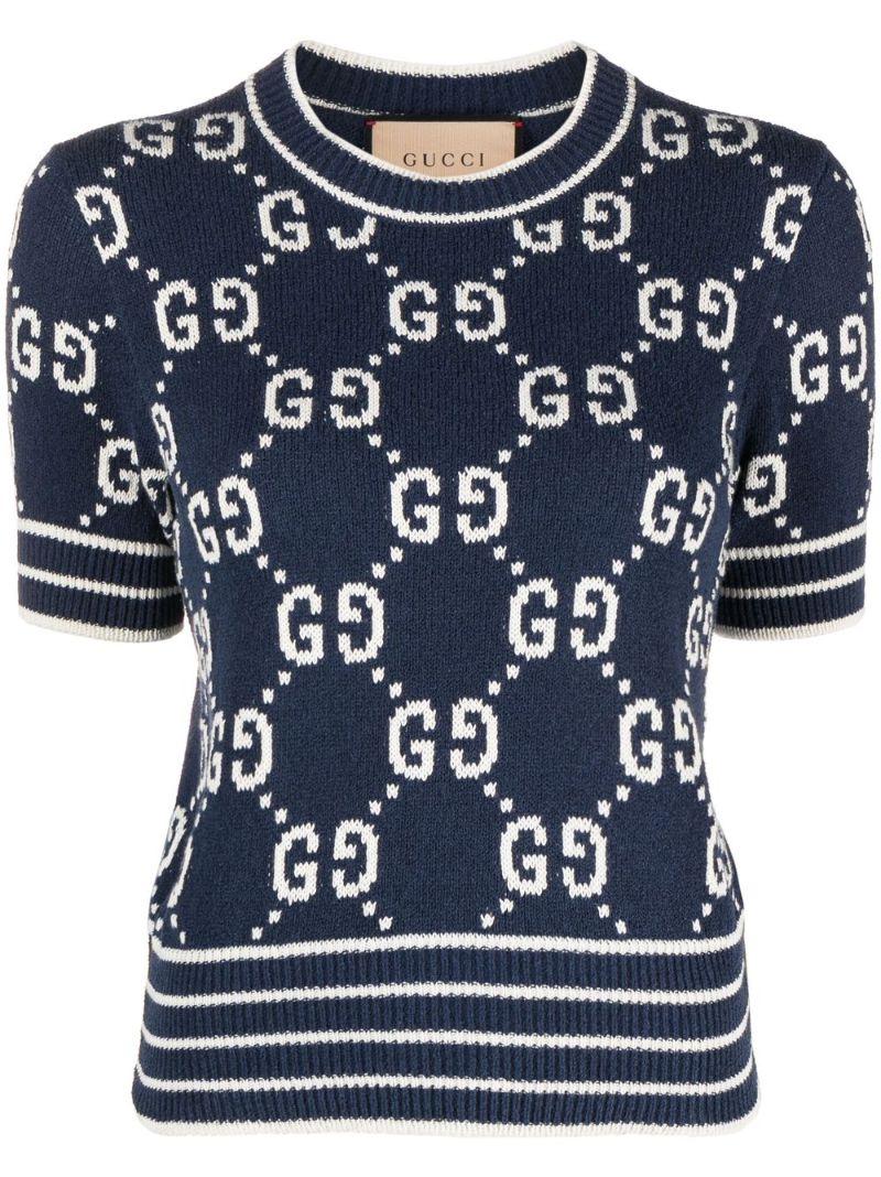 Blue Gg Jacquard Cotton Top