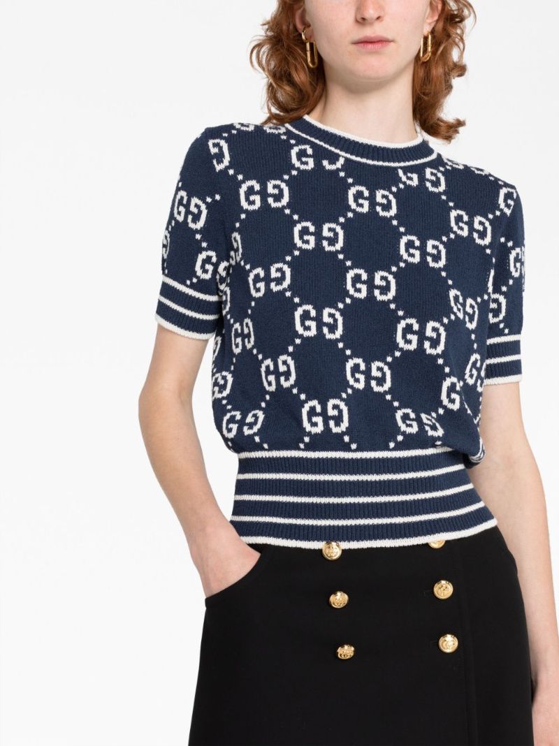 Blue Gg Jacquard Cotton Top