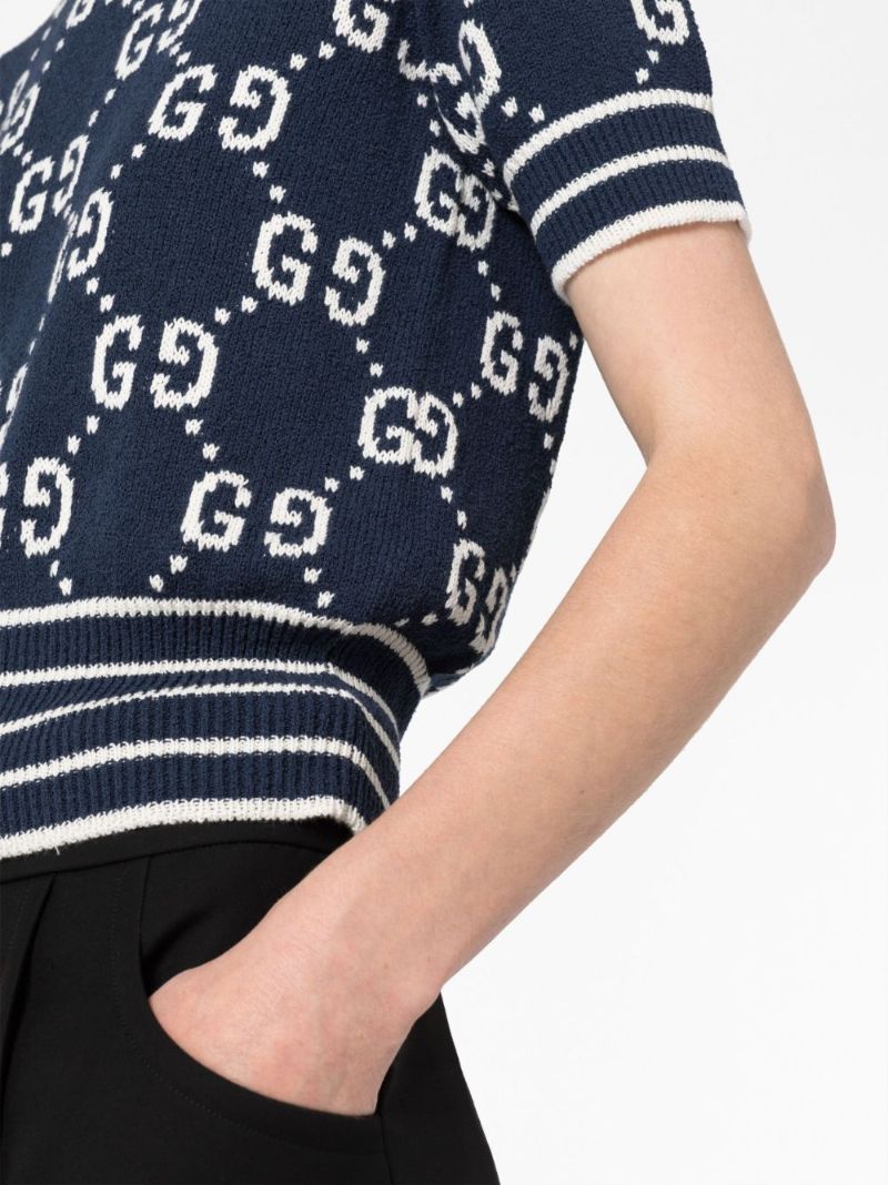 Blue Gg Jacquard Cotton Top