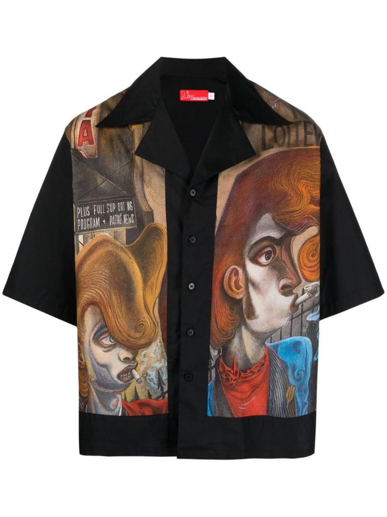 Black Dead End-print Organic Cotton Shirt