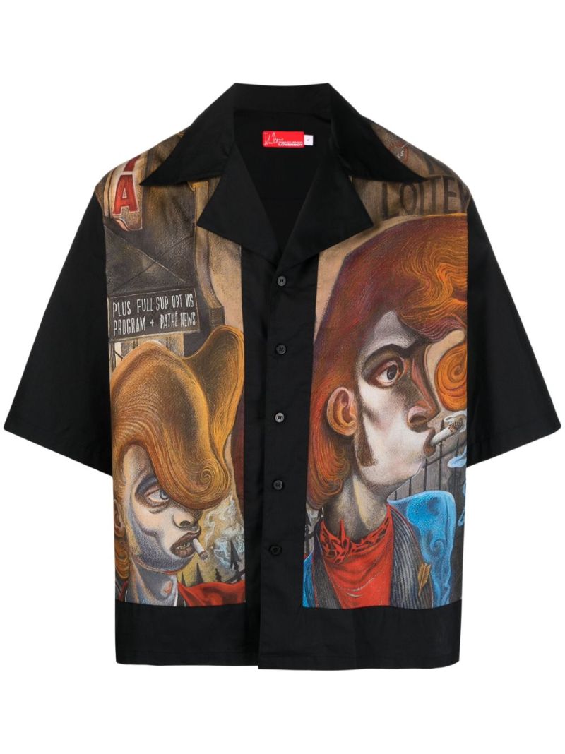 Black Dead End-print Organic Cotton Shirt