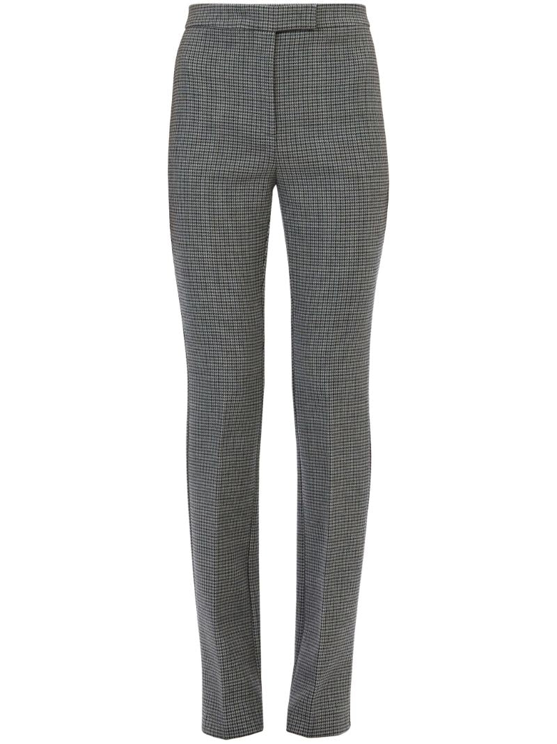 Grey Checked Slim-fit Wool Trousers