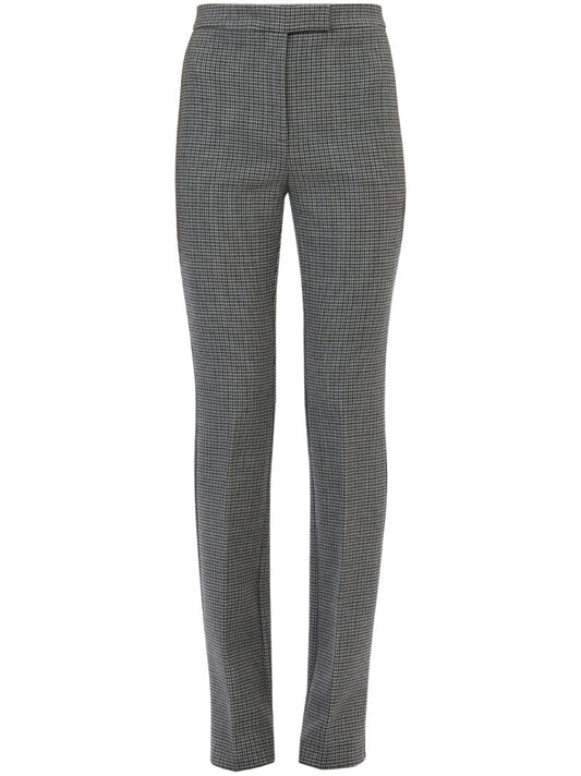 Grey Checked Slim-fit Wool Trousers
