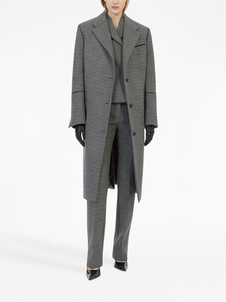 Grey Checked Slim-fit Wool Trousers