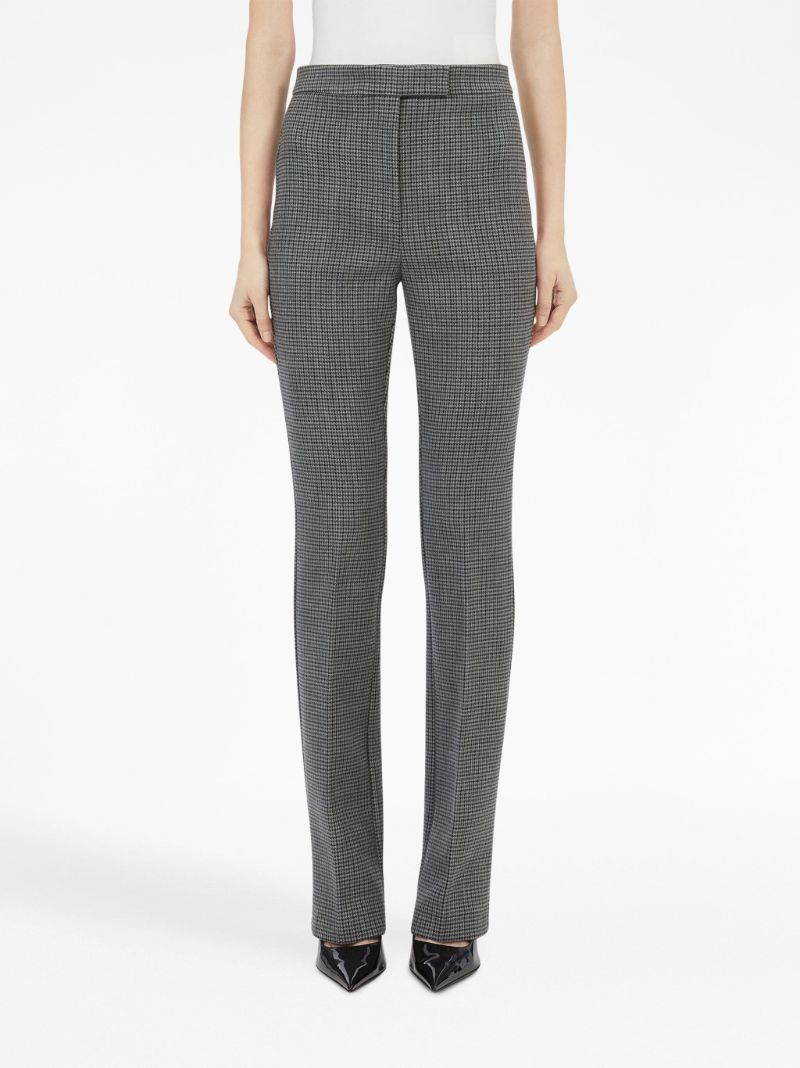 Grey Checked Slim-fit Wool Trousers