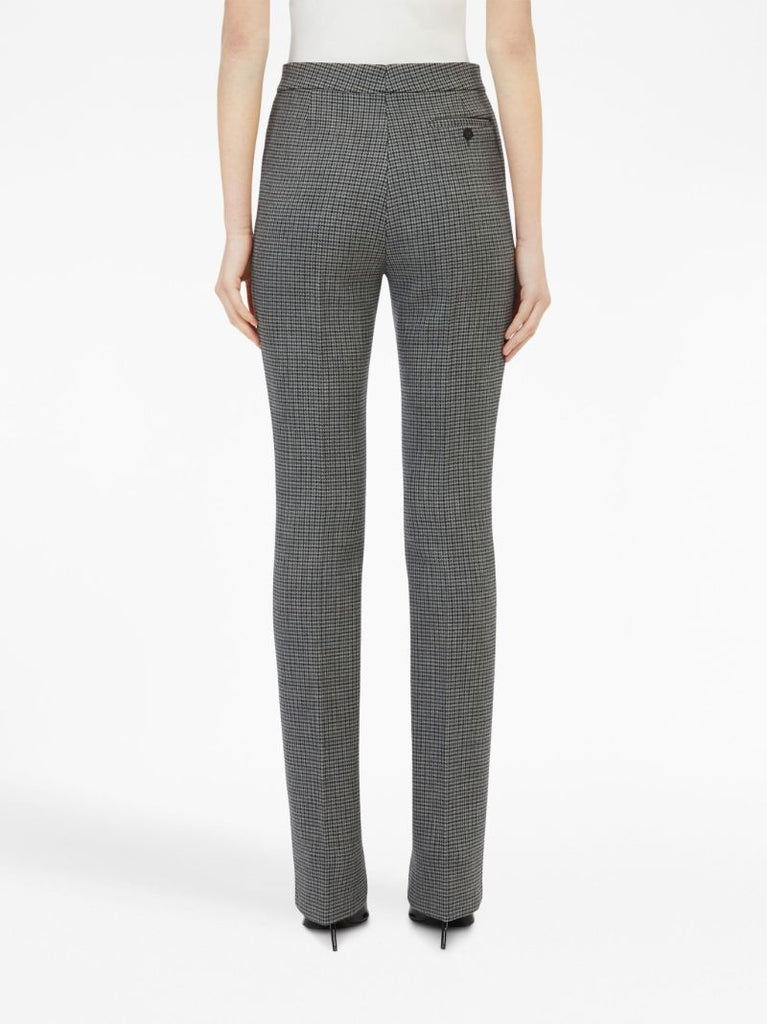 Grey Checked Slim-fit Wool Trousers