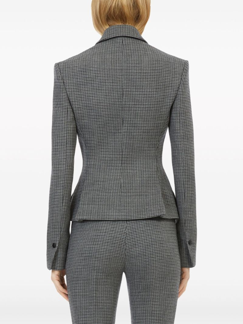 Grey Checked Double-breasted Wool Blazer