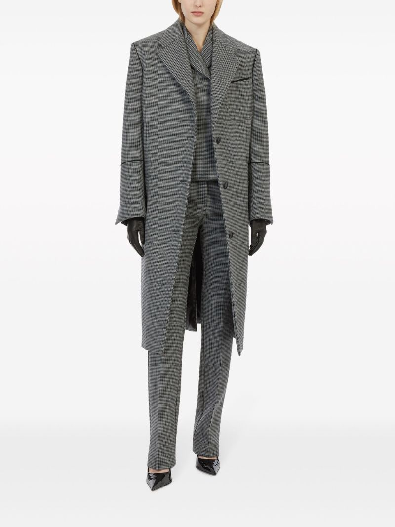 Grey Checked Double-breasted Wool Blazer