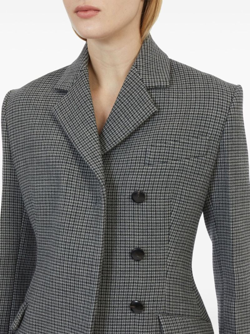 Grey Checked Double-breasted Wool Blazer