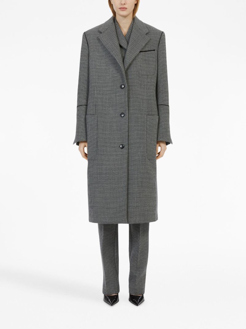 Grey Checked Single-breasted Coat