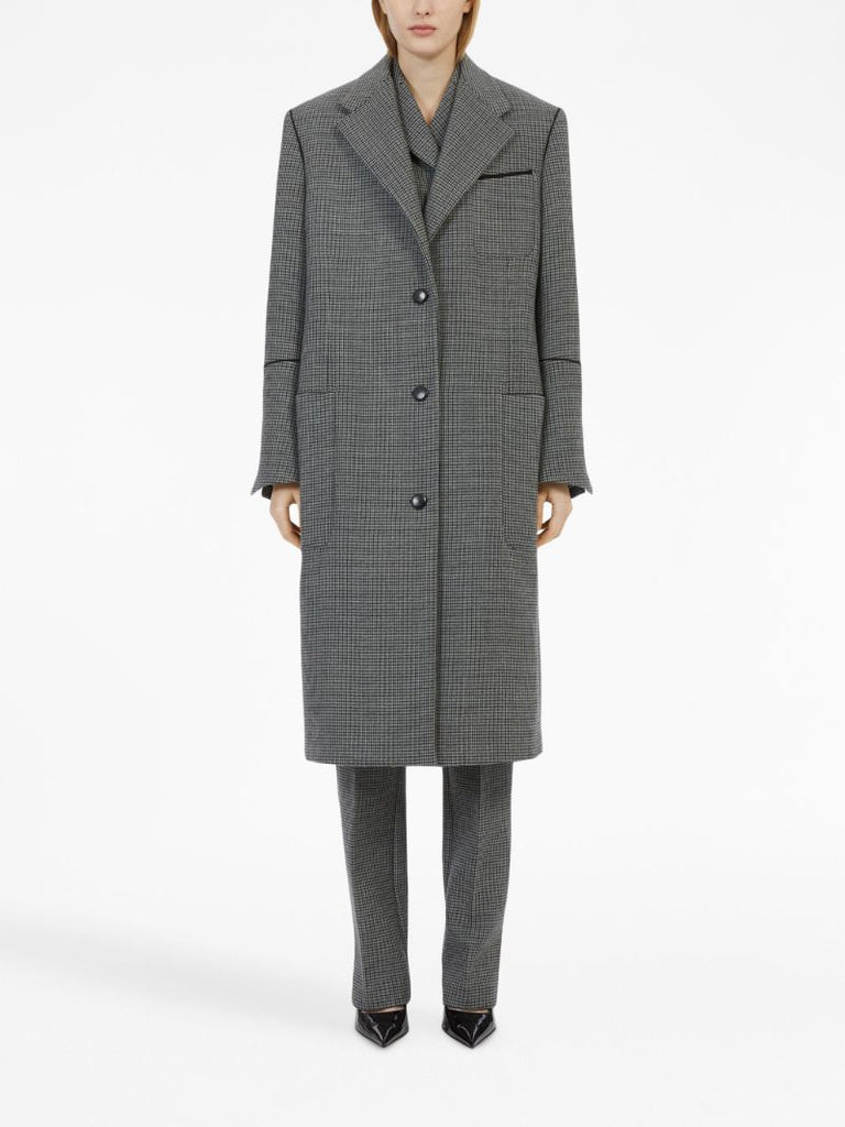 Grey Checked Single-breasted Coat