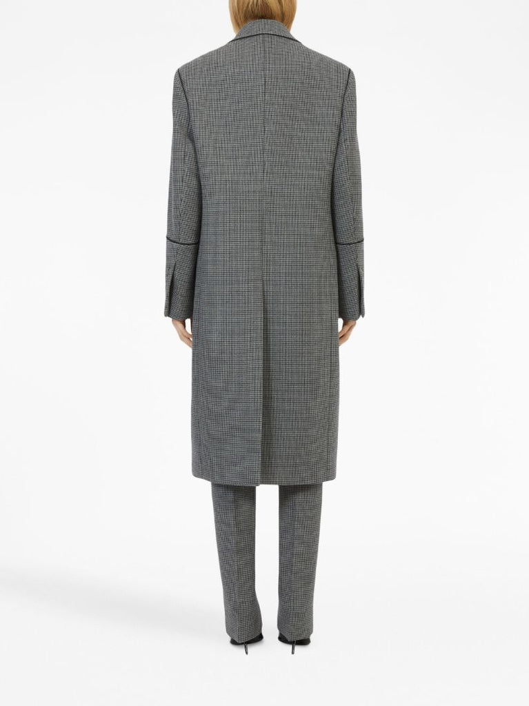 Grey Checked Single-breasted Coat