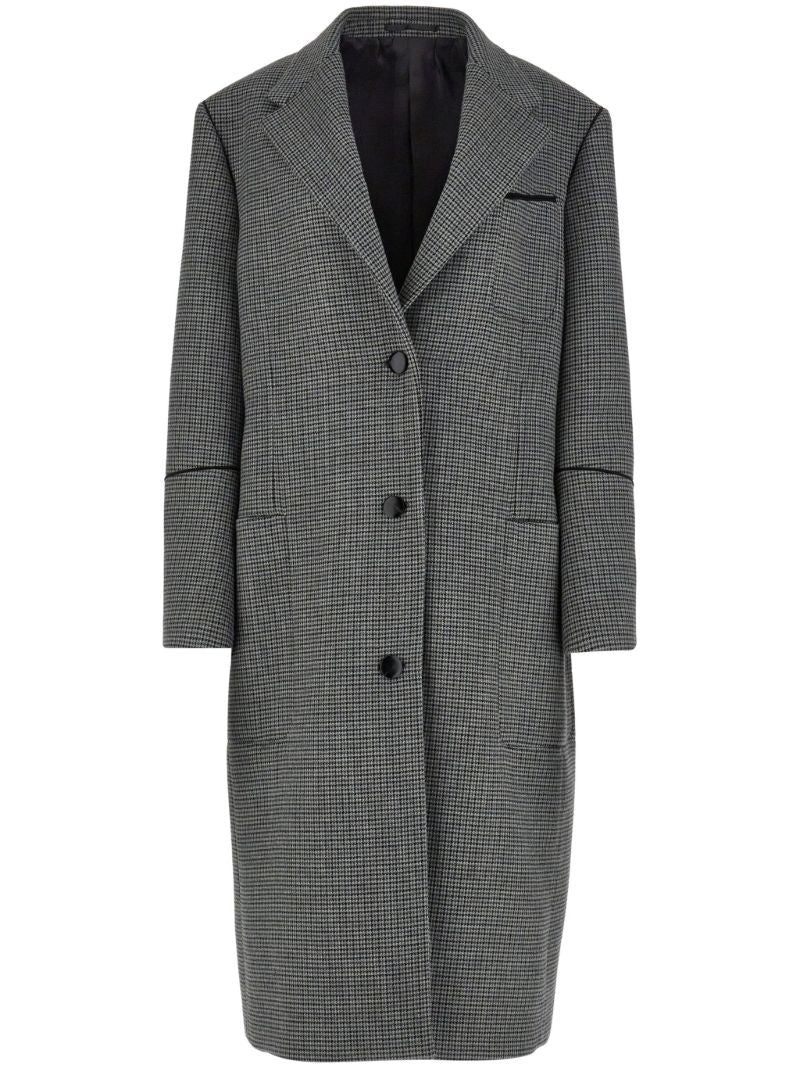 Grey Checked Single-breasted Coat