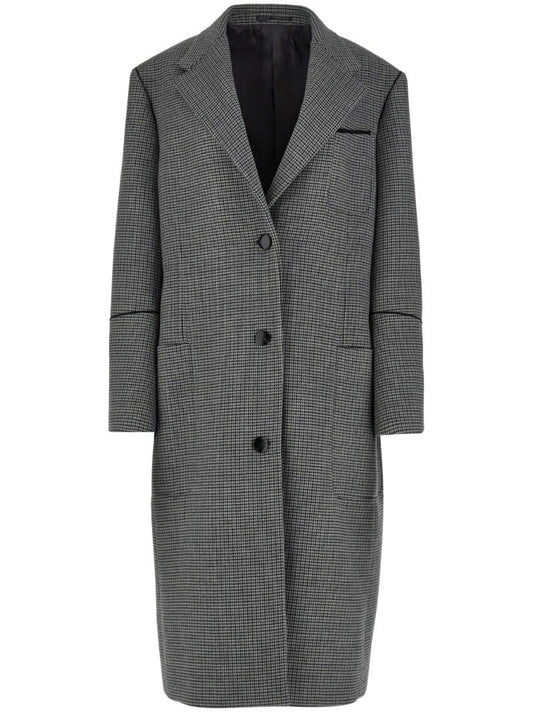 Grey Checked Single-breasted Coat