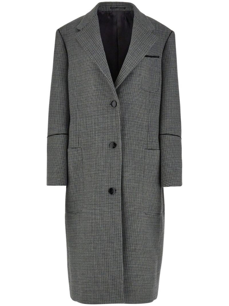 Grey Checked Single-breasted Coat