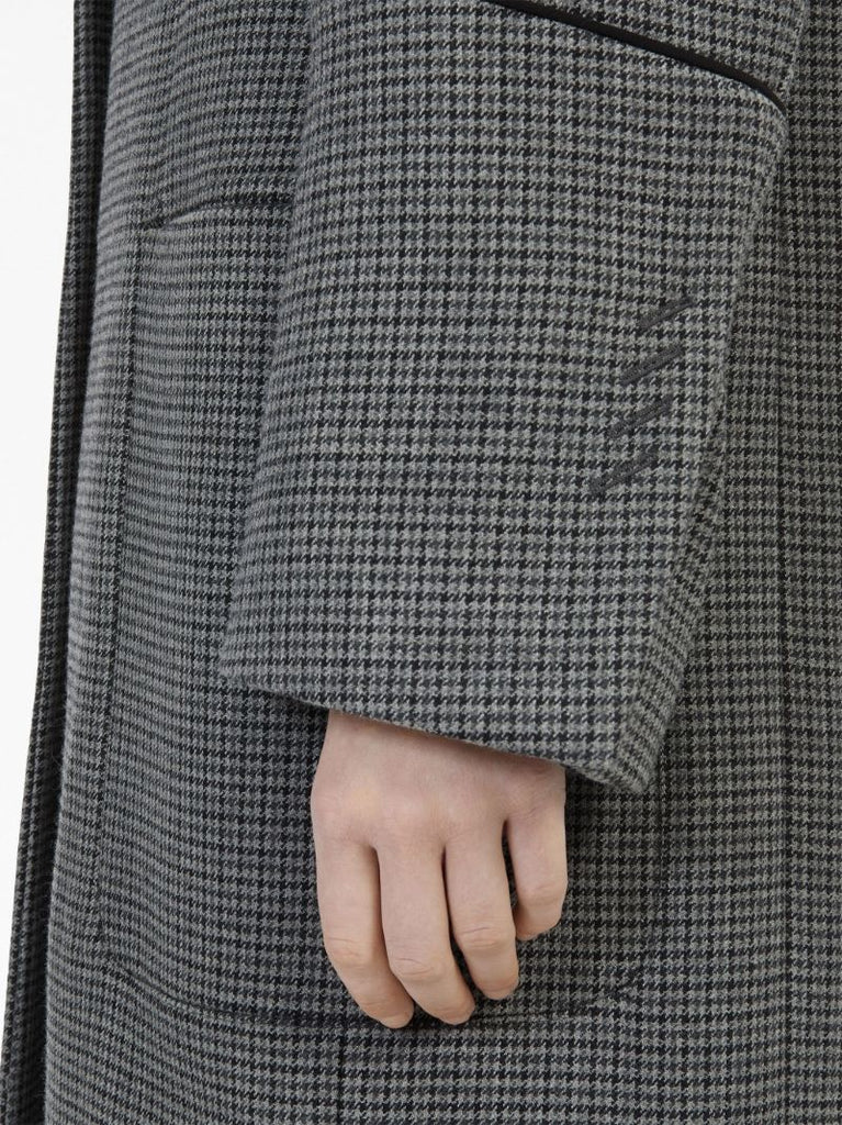 Grey Checked Single-breasted Coat
