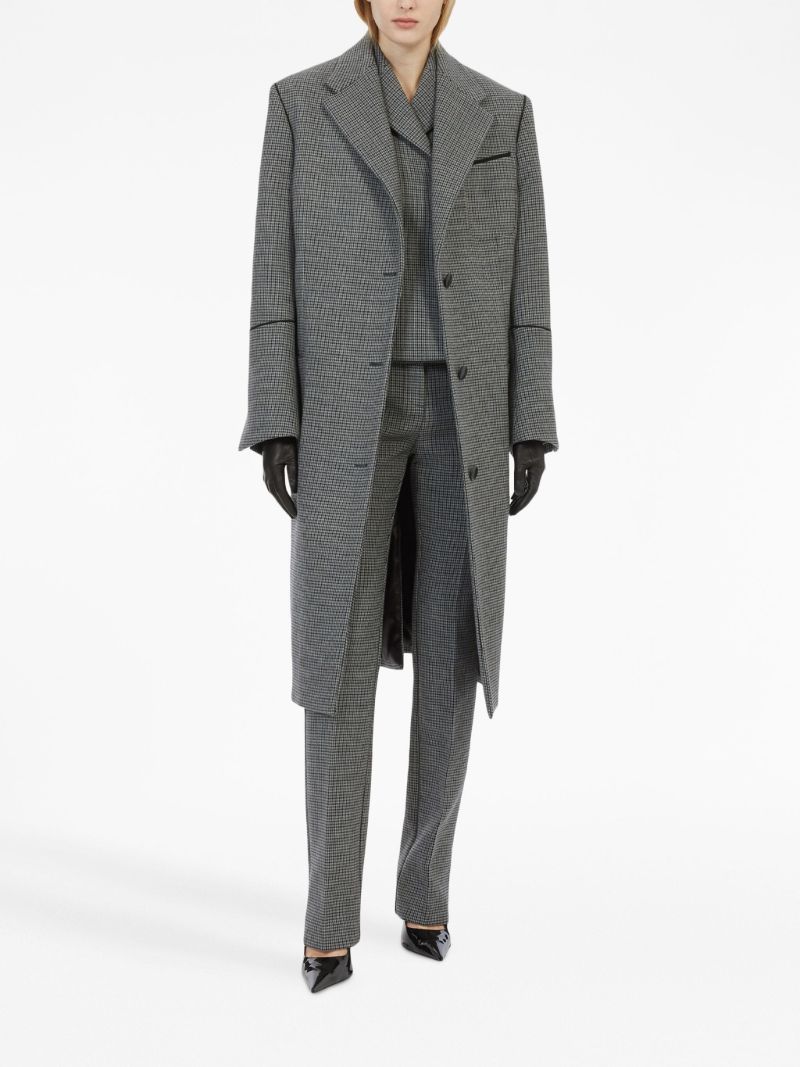 Grey Checked Single-breasted Coat