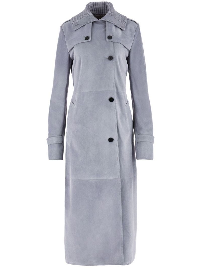 Grey Suede Trench Coat