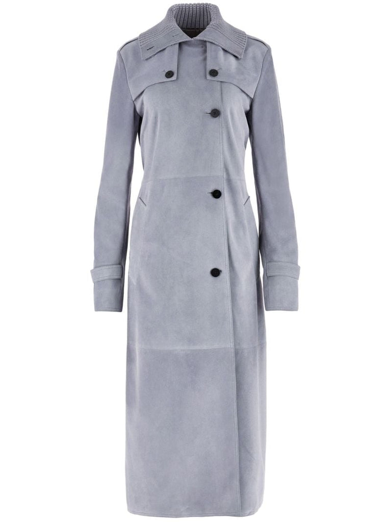 Grey Suede Trench Coat