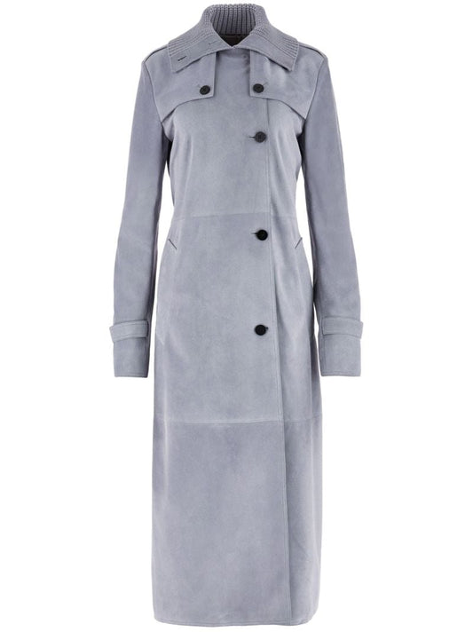 Grey Suede Trench Coat