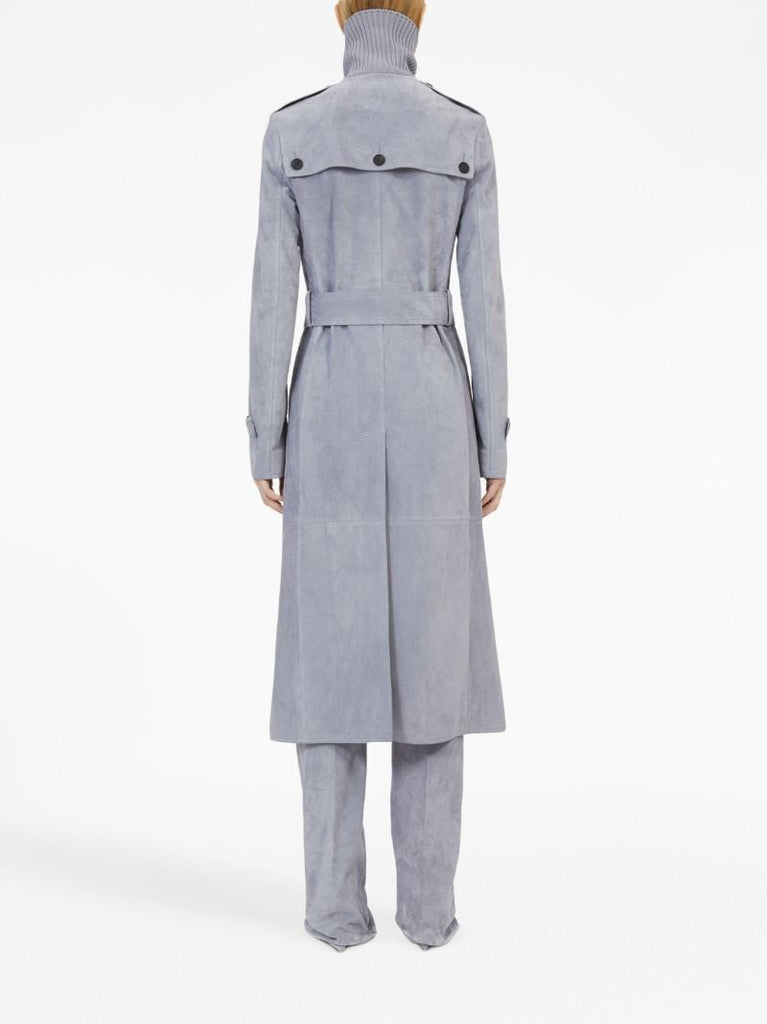 Grey Suede Trench Coat