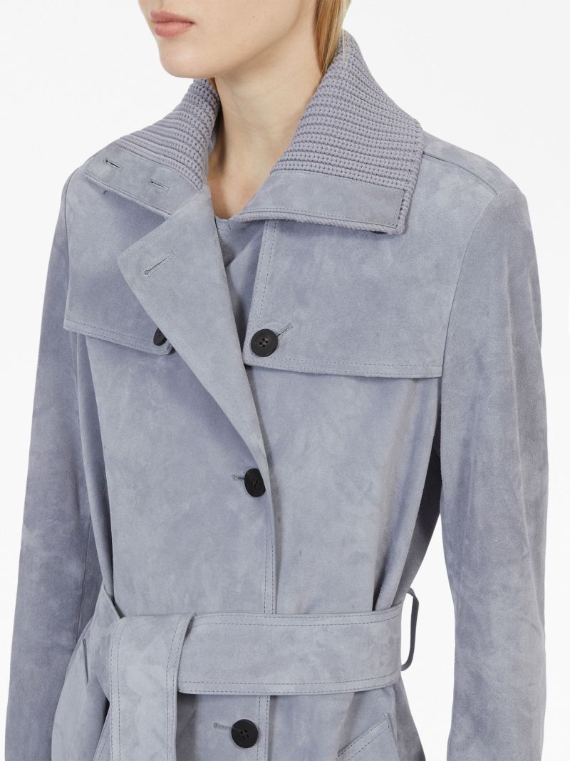 Grey Suede Trench Coat