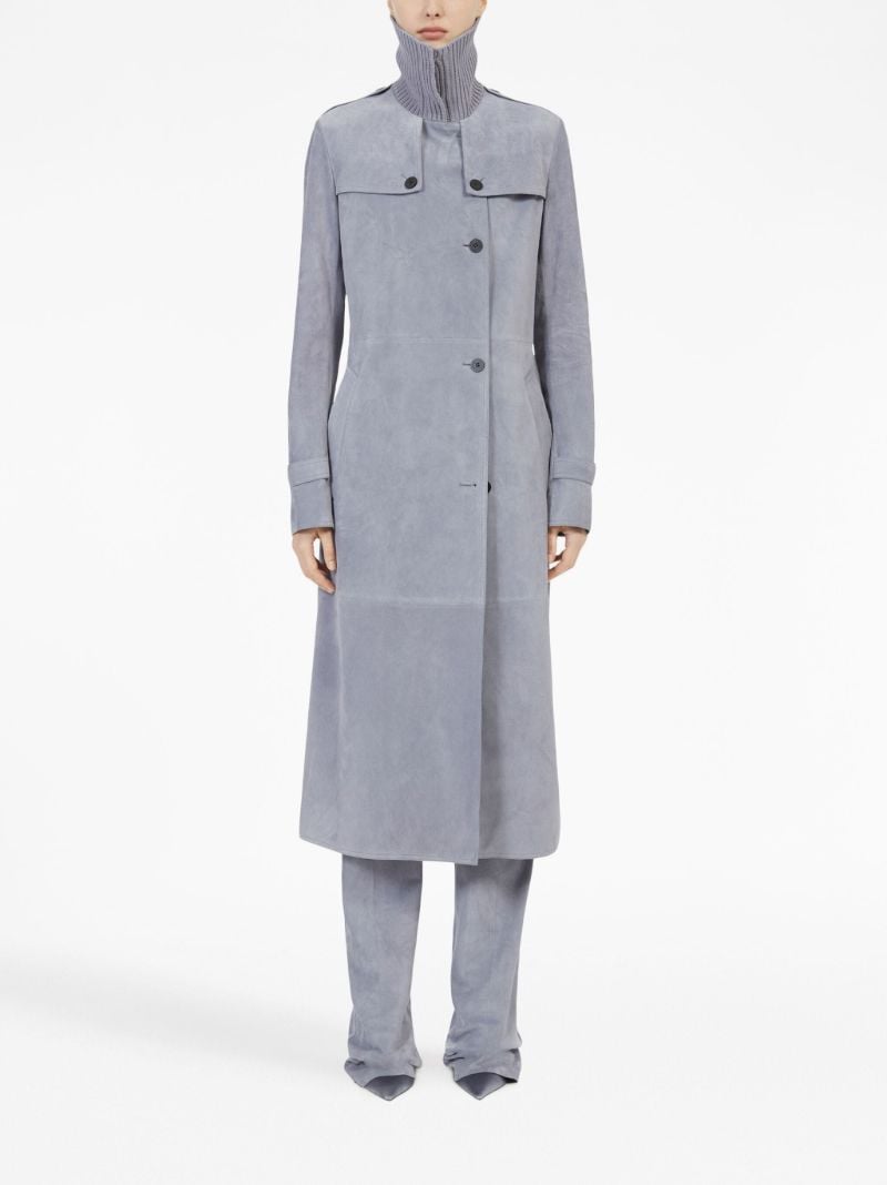 Grey Suede Trench Coat