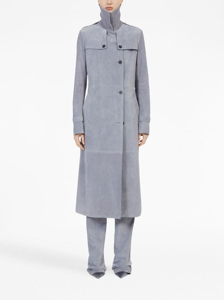 Grey Suede Trench Coat