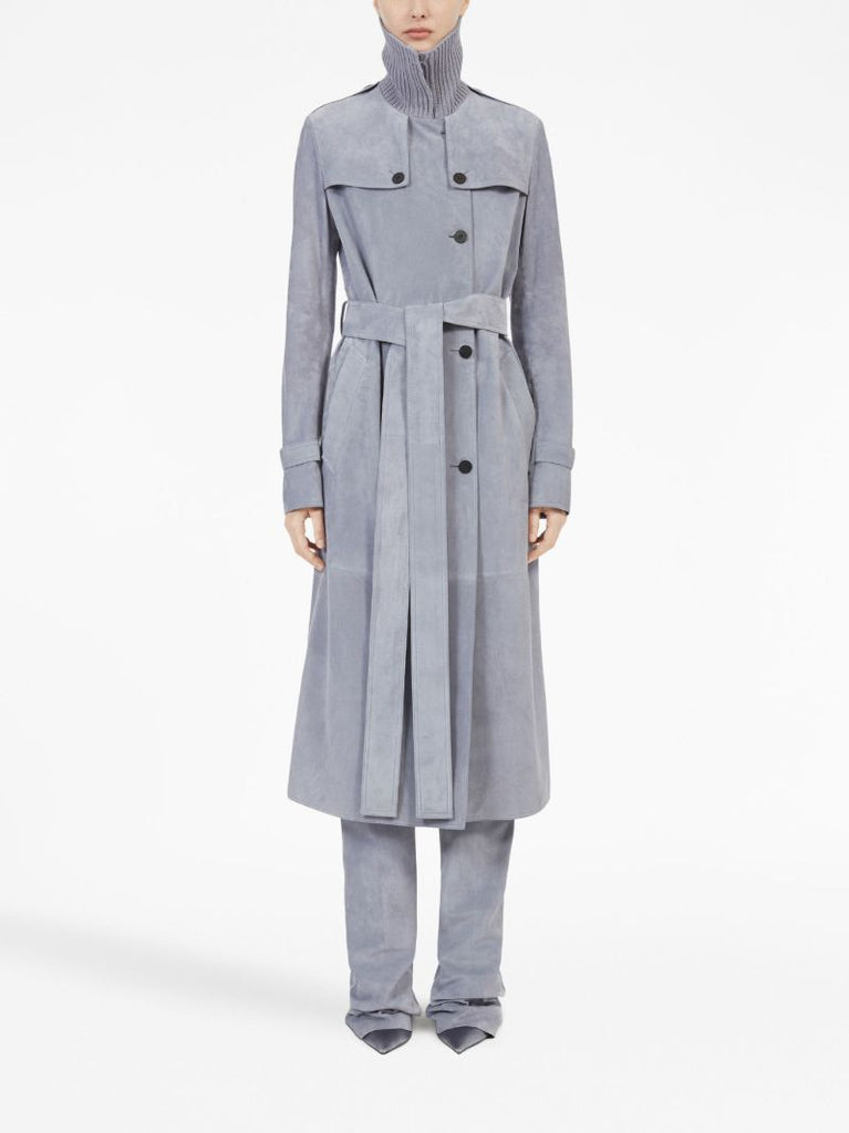Grey Suede Trench Coat