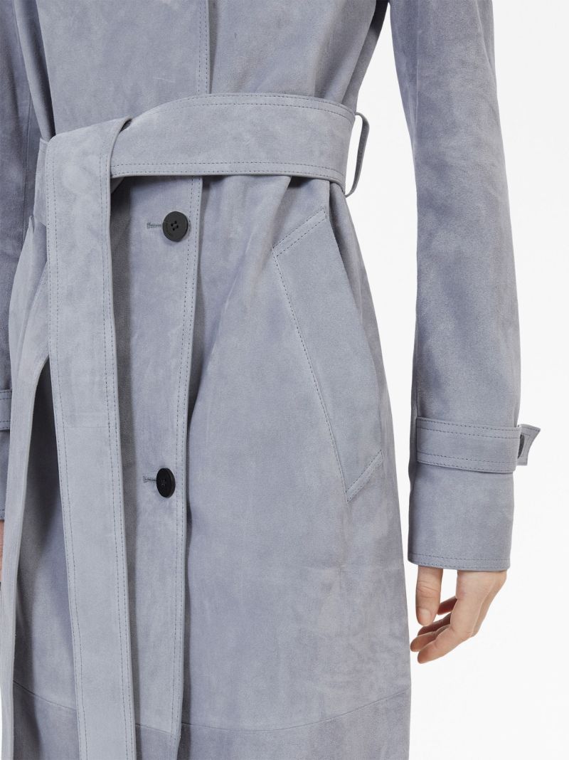 Grey Suede Trench Coat