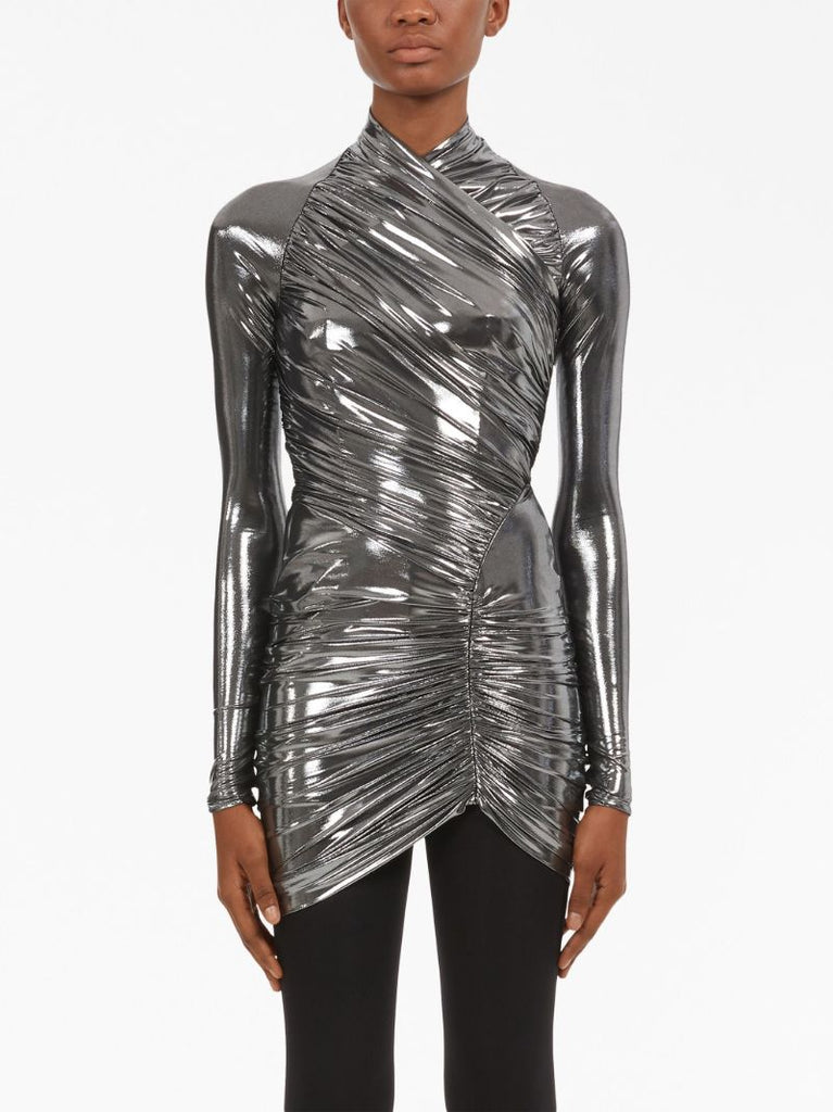 Silver Draped Mini Dress