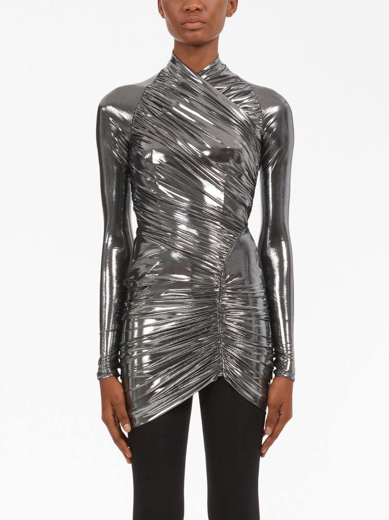 Silver Draped Mini Dress