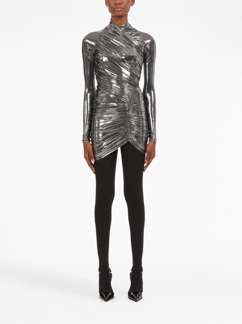 Silver Draped Mini Dress