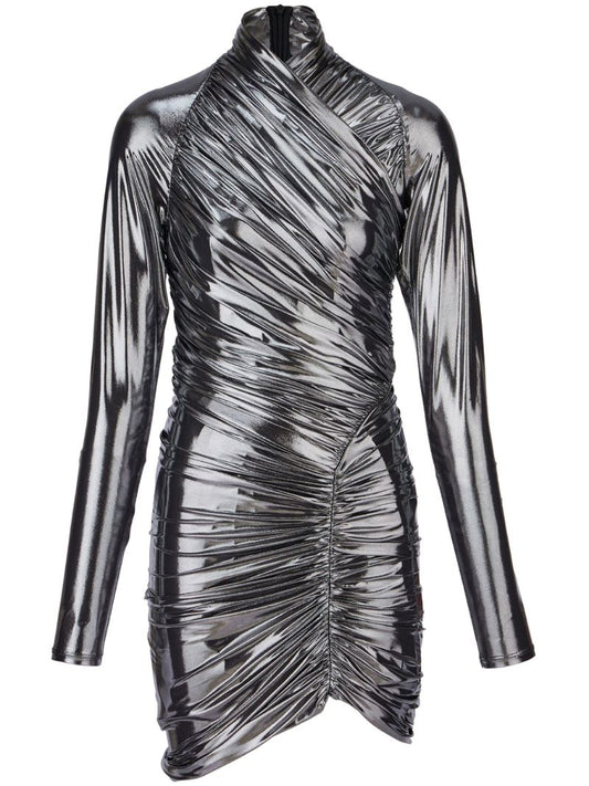 Silver Draped Mini Dress