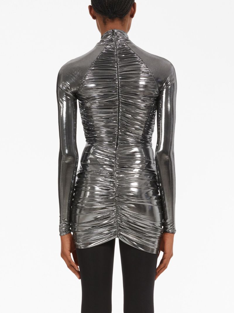 Silver Draped Mini Dress