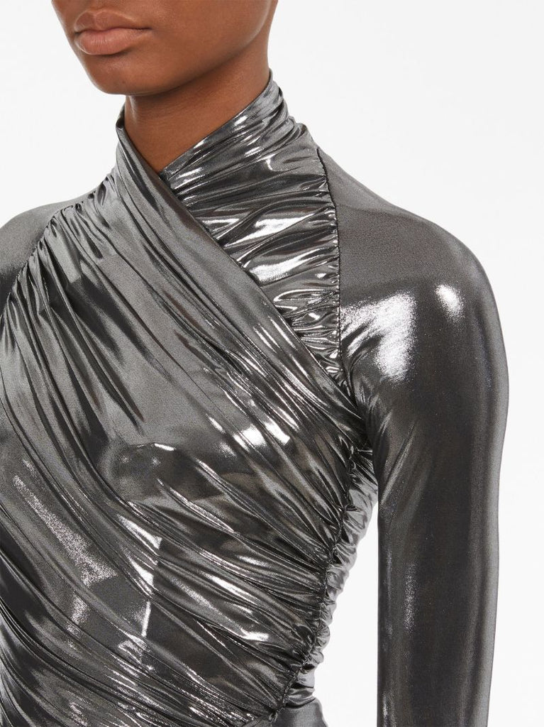Silver Draped Mini Dress