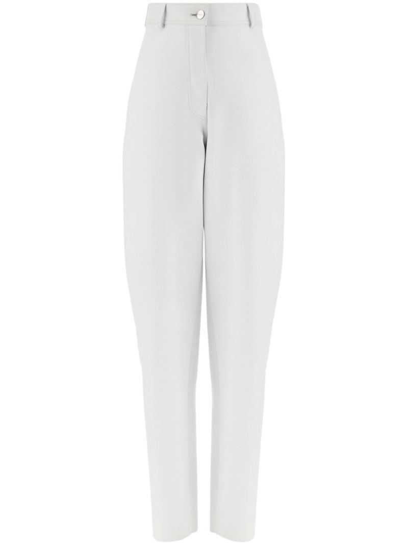 White Tapered Leather Trousers