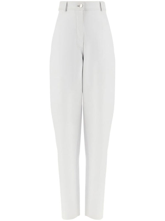 White Tapered Leather Trousers