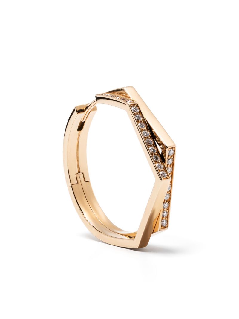 18k Rose Gold Antifer Diamond Hoop Earring