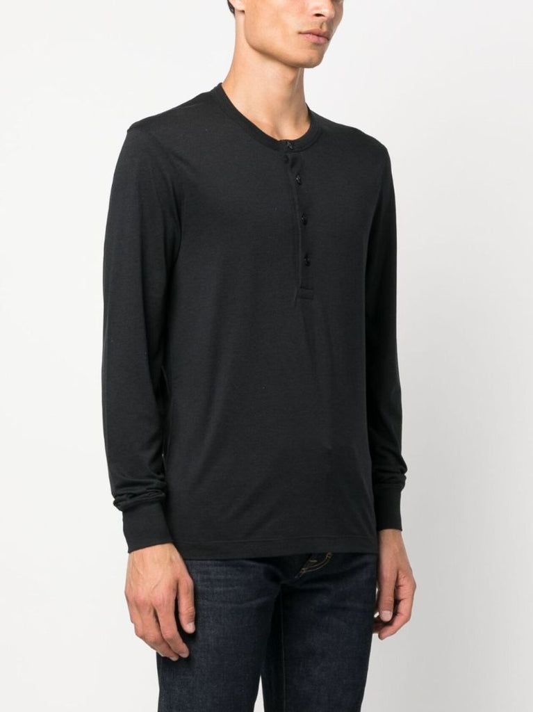 Black Jersey Henley T-shirt