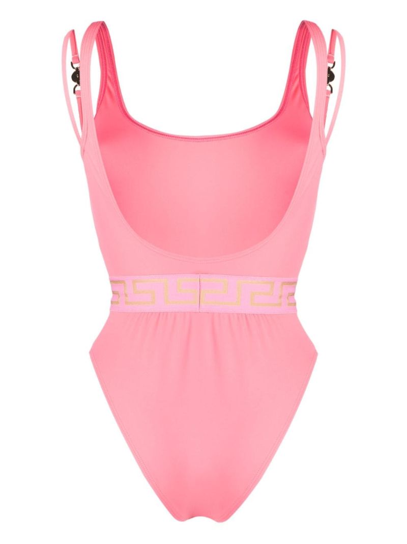 Pink Greca-print Swimsuit