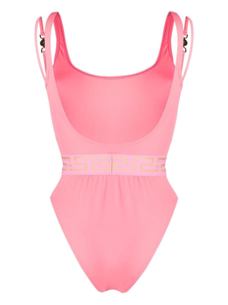 Pink Greca-print Swimsuit
