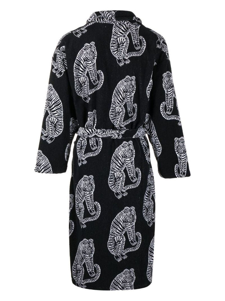 Black Sansido Tiger Print Towel Robe