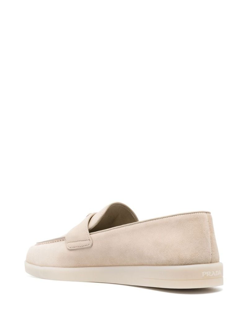 Beige Triangle-logo Suede Loafers