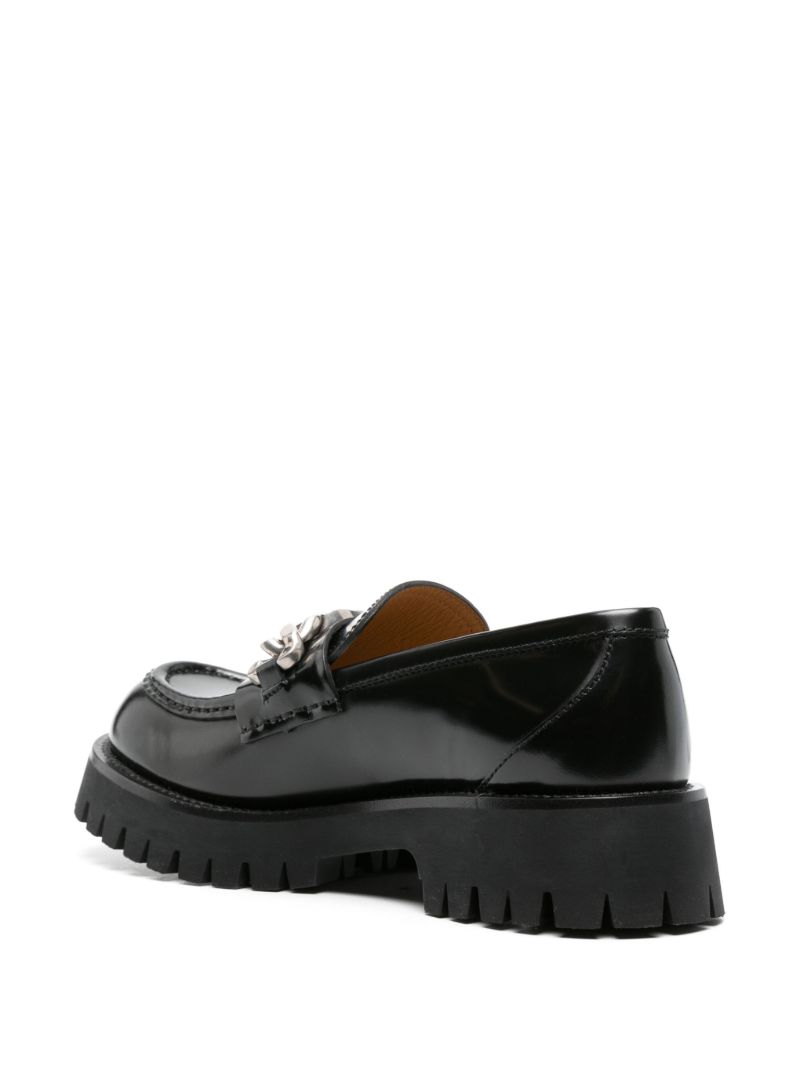 Black Interlocking G-chain Leather Loafers