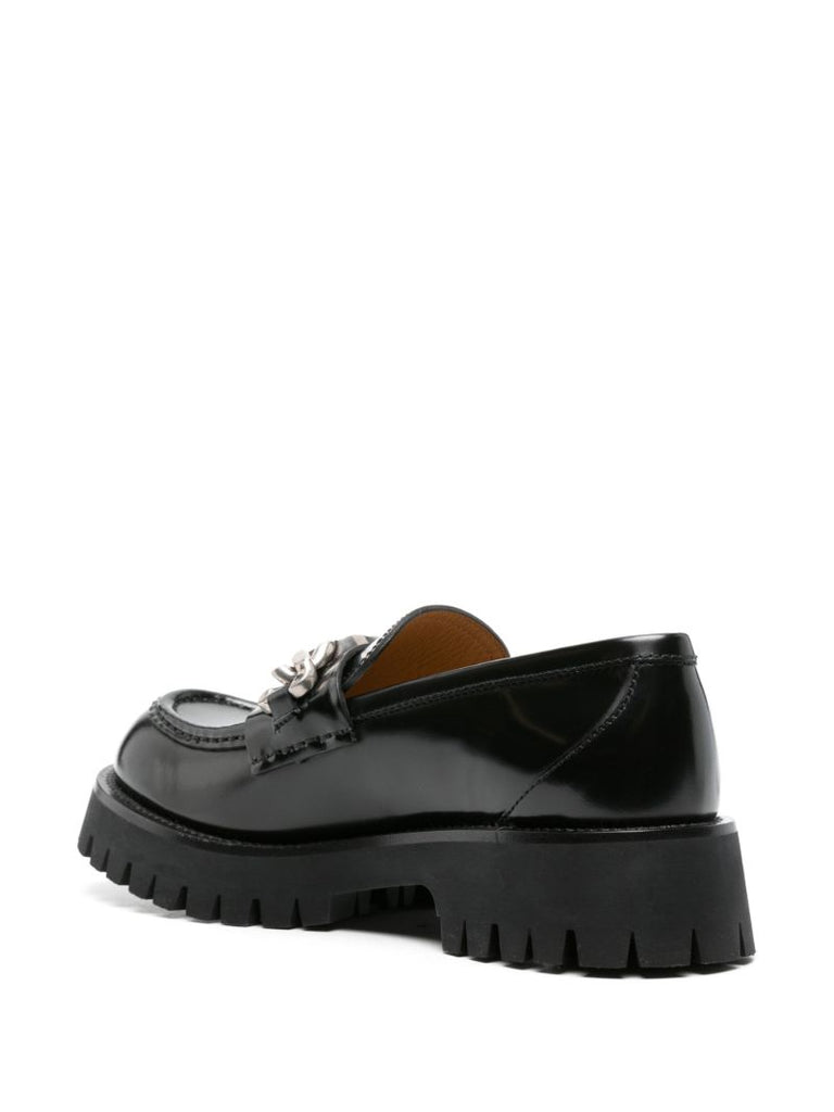 Black Interlocking G-chain Leather Loafers