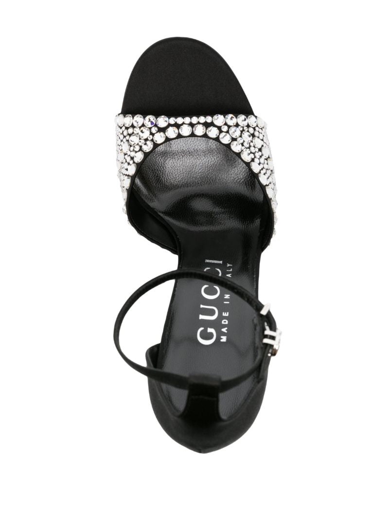 Black 100 Crystal-embellished Sandals